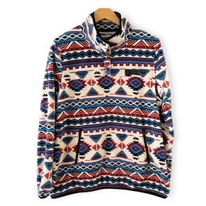 Kavu Aztec Snap Fleece Horizon Blue Size XL Southwest Aztec
